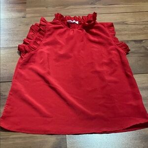 Red Ruffled Sleeveless Top